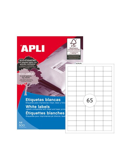 Etiquetas 38x21,2 Apli 01776 500 Folhas A4 32500unid