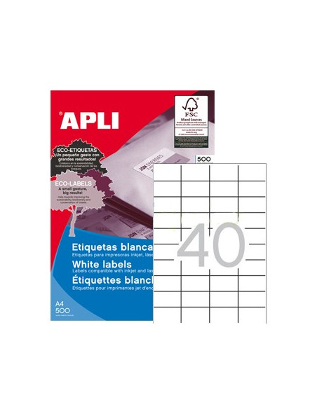 Etiquetas 52,5X29,7 Apli 500 Folhas A4 20000un