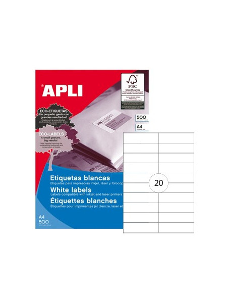 Etiquetas 105x29 Apli 500 Folhas A4 10000un