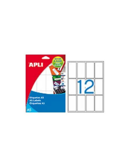 Etiquetas 34x67mm Apli 15 Folhas A5 180un