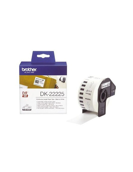 Rolo de papel, contínuo autocolante (branco) 38mmx30,48mts