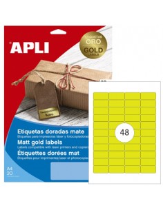 Etiquetas 45,7x21,2mm Apli  Dourado 20 Folhas A4 960un