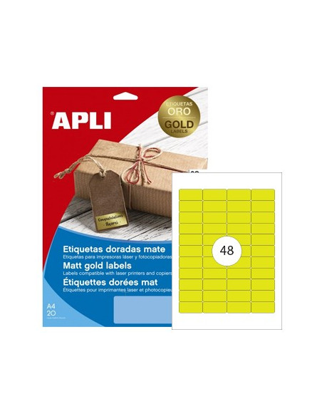 Etiquetas 45,7x21,2mm Apli  Dourado 20 Folhas A4 960un