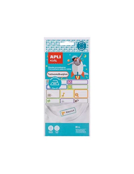 Etiquetas 100x220mm Apli Termoadesivas p/Roupa c/Bonecos 35u