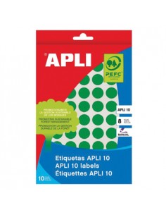 Etiquetas Redondas 10mm Verde 1008un