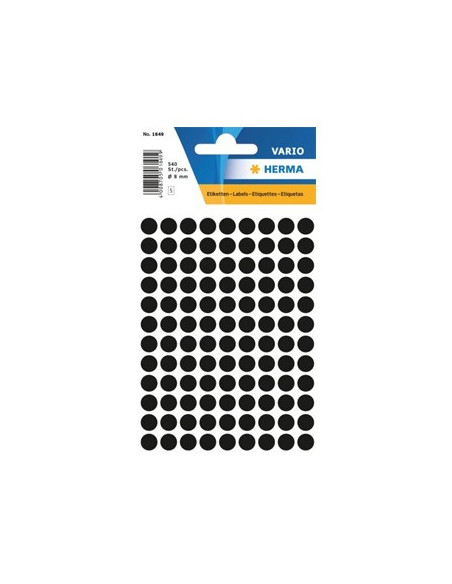 Etiquetas Redondas 08mm Preto Herma1849  540un