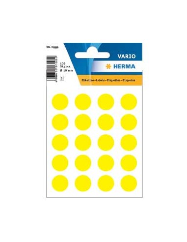 Etiquetas Redondas 19mm Amarelo Herma1884 100un