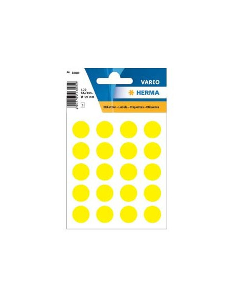 Etiquetas Redondas 19mm Amarelo Herma1884 100un