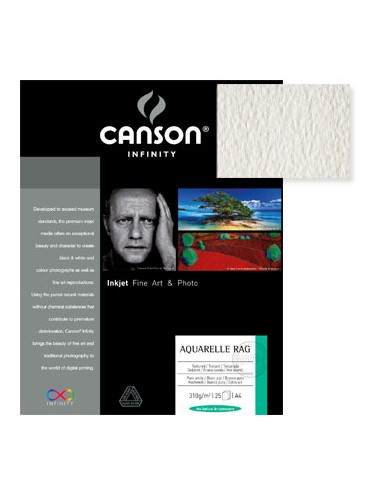 Papel Canson Infinity Aquarelle Rag A3 100% 310gr 25Fls