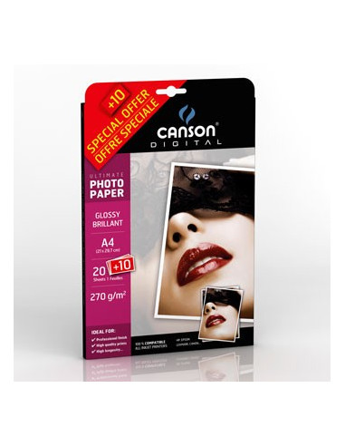 Papel 270gr Pack Promo Fotog Canson Ultimate Gloss  A4 20+10