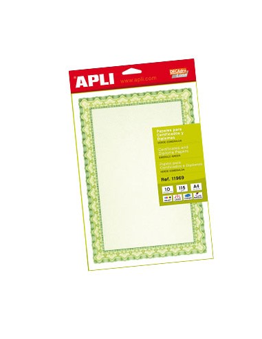 Papel Apli 11969 115gr A4 Cert. Verde Emb.10