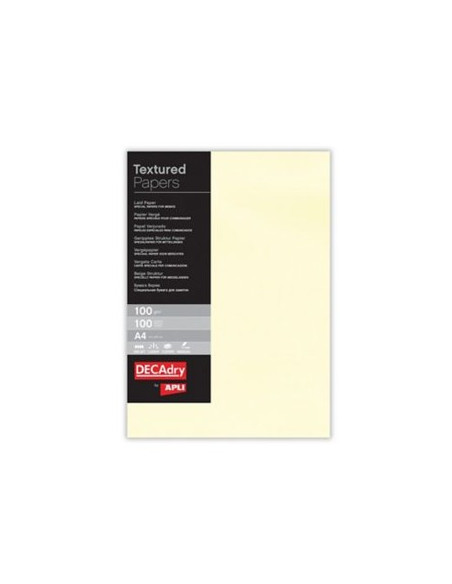 Papel Verge A4 Apli 12369 100g Creme 100 Folhas
