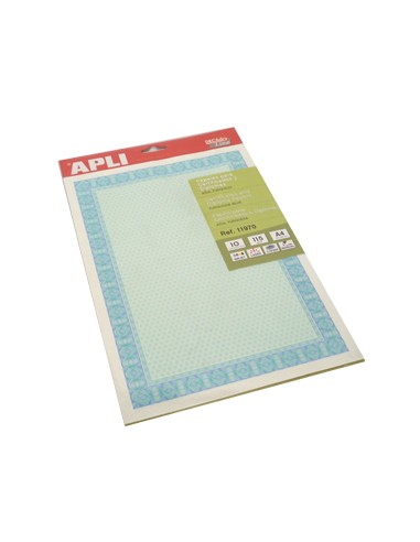 Papel Apli 11970 115g A4 Azul Turquesa Emb.10