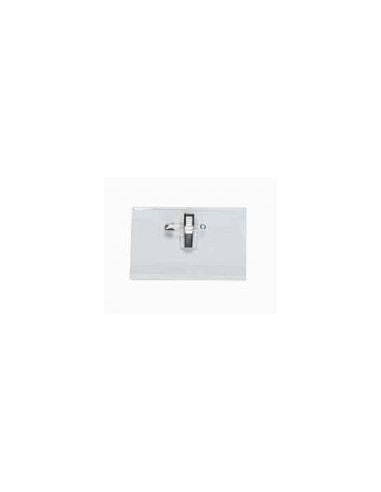 Porta Nomes Horizontal c/Mola+Alfinete 75x40mm Pack 50un