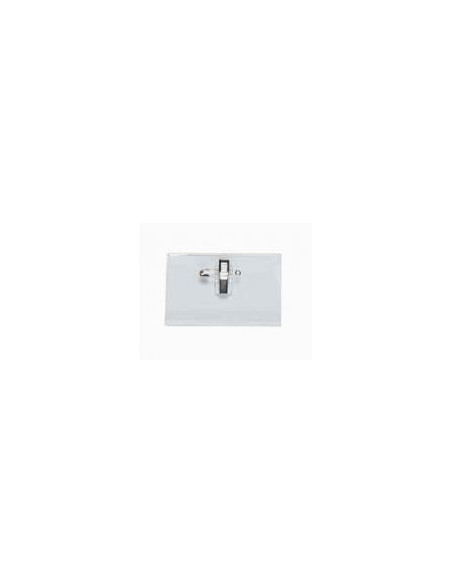 Porta Nomes Horizontal c/Mola+Alfinete 75x40mm Pack 50un