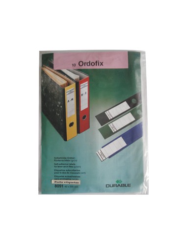 Porta Etiqueta Verde Durable p/Dossiers 40x390mm Pack 10un