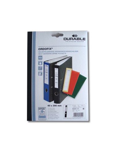 Porta Etiqueta Preto Durable p/Dossiers 60x390mm Pack 10