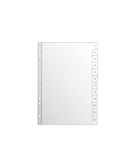 Separadores A4 Plastico Numerados (1 a 12)  (Roma265)