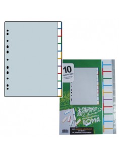 Separadores A4 Plastico c/Pestana 10un Cinzento Roma162