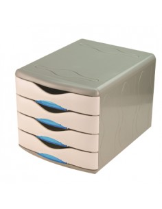 Movel Secretaria Corpo Cinza 3 Gavetas Fechadas Azul Eagle