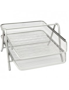 Tabuleiro em rede metalica Prata com 2 Gavetas