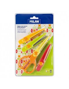 Tesoura Zig Zag c/ 4 Laminas Milan Blister - 1un