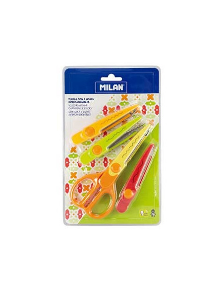 Tesoura Zig Zag c/ 4 Laminas Milan Blister - 1un