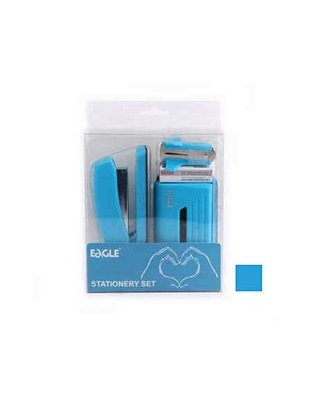 Gift Pack Agrafador+Furador Eagle Neon Color Azul