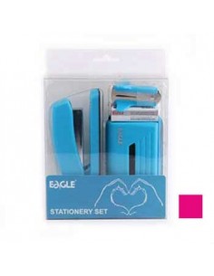 Gift Pack Agrafador+Furador Eagle Neon Color Rosa