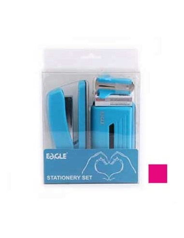 Gift Pack Agrafador+Furador Eagle Neon Color Rosa