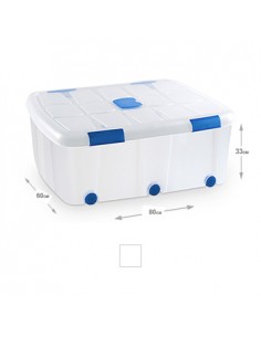 Caixa Plástico Rodas 80x60x33cm 100 Litros