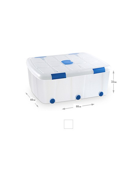 Caixa Plástico Rodas 80x60x33cm 100 Litros