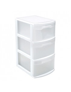 Bloco 3 Gavetas Plástico Tamesis 39x28,5x58,5cm Branco