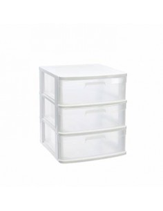 Bloco 3 Gavetas Plástico Sena 40x39x49,5cm Branco