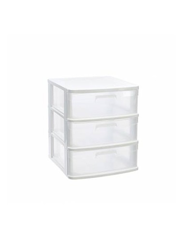 Bloco 3 Gavetas Plástico Sena 40x39x49,5cm Branco