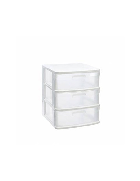 Bloco 3 Gavetas Plástico Sena 40x39x49,5cm Branco