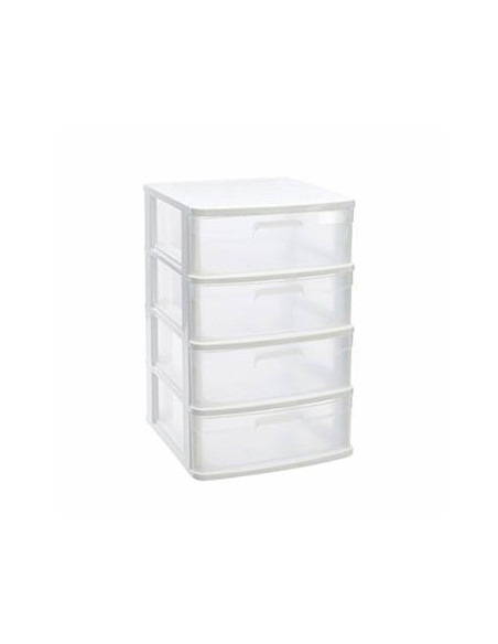 Bloco 4 Gavetas Plástico Sena 40x39x65cm Branco