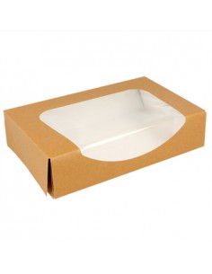 Caixa Cartão Kraft c/Janela p/ Sushi 20x12x4,5cm 50un