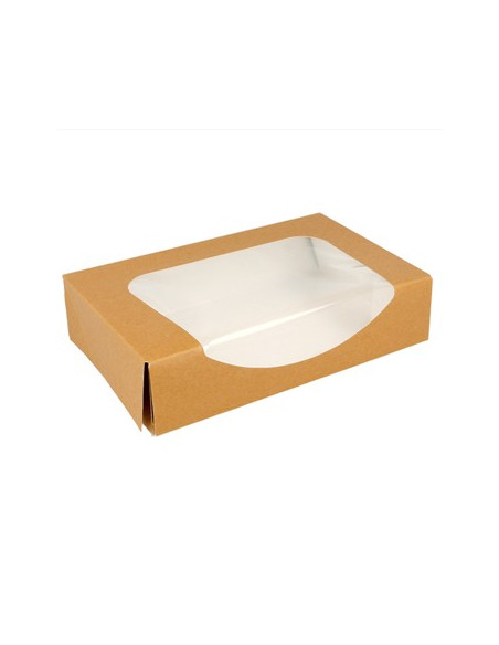 Caixa Cartão Kraft c/Janela p/ Sushi 20x12x4,5cm 50un