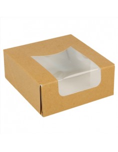 Caixa Cartão Kraft c/Janela p/ Sushi 10x10x4cm 50un