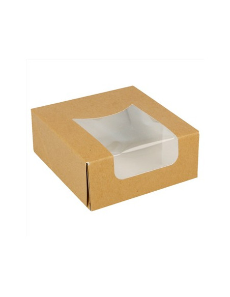 Caixa Cartão Kraft c/Janela p/ Sushi 10x10x4cm 50un