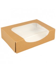 Caixa Cartão Kraft c/Janela p/ Sushi 17,5x12x4,5cm 50un