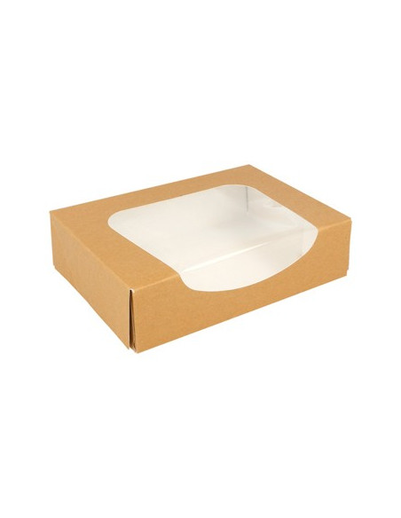 Caixa Cartão Kraft c/Janela p/ Sushi 17,5x12x4,5cm 50un