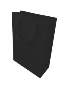 Saco Papel Preto 18x08x25cm c/Asa Cordao - 1un