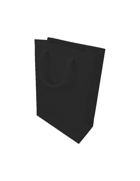 Saco Papel Preto 18x08x25cm c/Asa Cordao - 1un