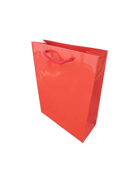 Saco Papel Vermelho 24x10x31cm c/Asa Cordao - 1un