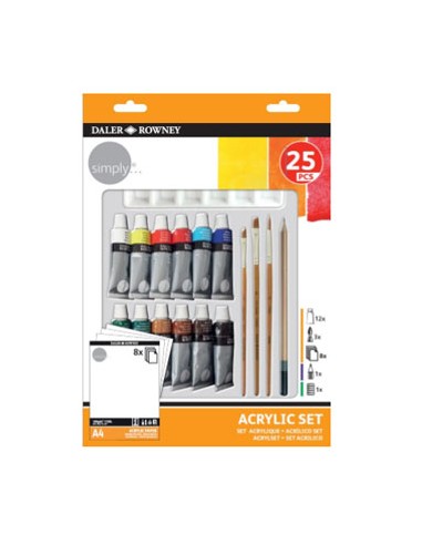 Kit Pinturas Simply Set Acrilico 25 Peças