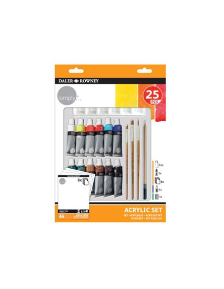 Kit Pinturas Simply Set Acrilico 25 Peças