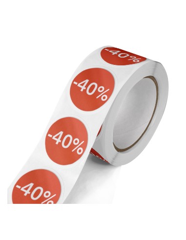 Etiquetas Promocionais Redondas -40% Rolo c/400 un Vermelho