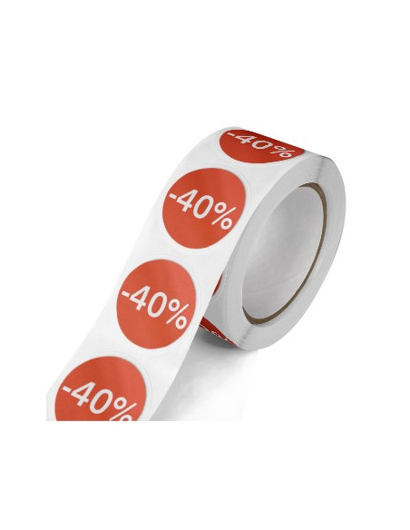 Etiquetas Promocionais Redondas -40% Rolo c/400 un Vermelho